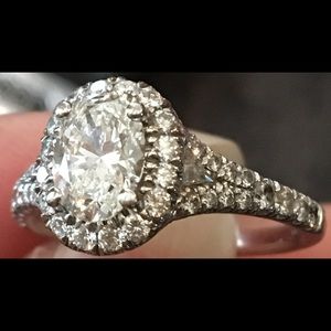 Diamond Oval Halo Micro Pave Split Engagement Ring
